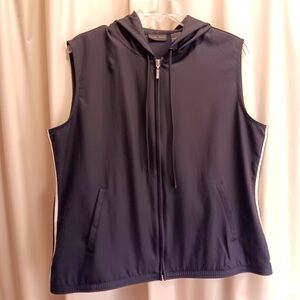 EUC New York & Company Lightweight Zip Up Hooded Vest Size L